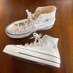 White Hi-Top Platform Converse Size 7.5